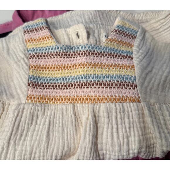 Rabbit + Bear By Emily And Oliver Organic Cotton Dress 2T Embroidered Rainbow - Picture 2 of 7